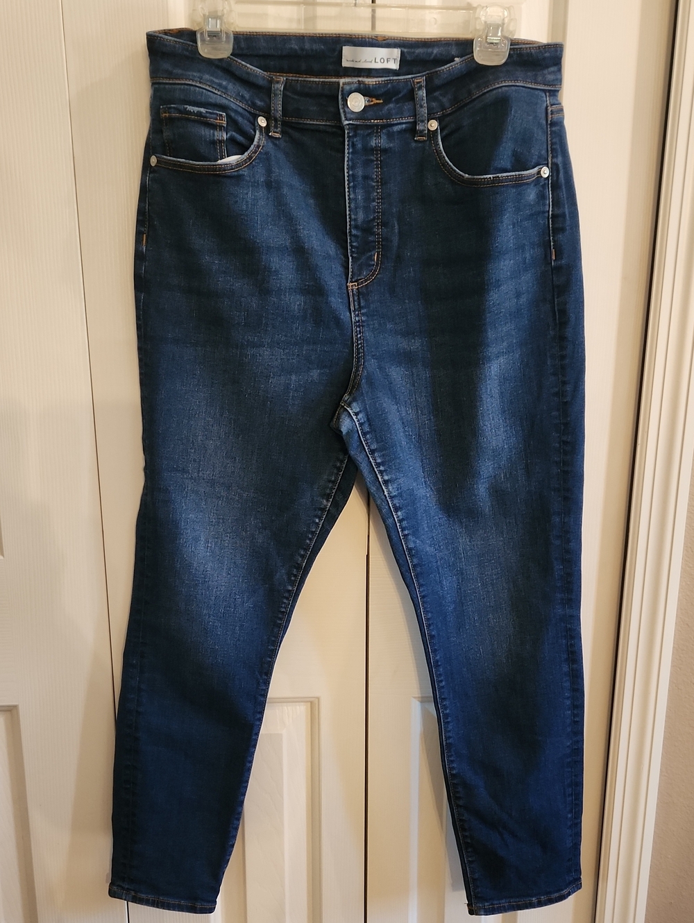 LOFT Dark Wash High-Rise Skinny Jeans - Deep Blue Denim